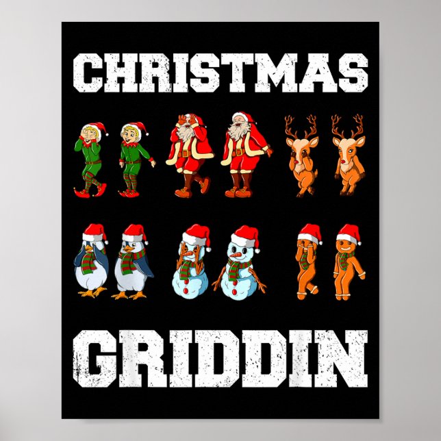 Christmas Santa Claus Snowman Reindeer Griddy Grid Poster (Vorne)