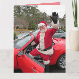 CHRISTMAS SANTA CLAUS SPORTSCAR BIG CARD KARTE