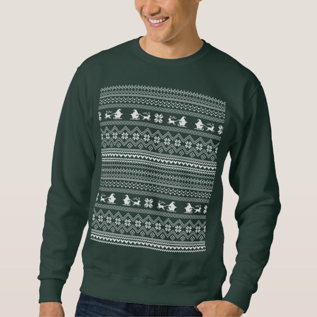 Christmas Santa Claus Sweater Pattern Sweatshirt (Vorderseite)