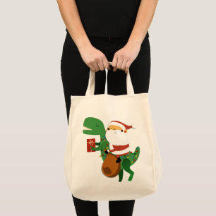 Christmas Santa Claus T-rex Dinosaur Sleigh Tragetasche