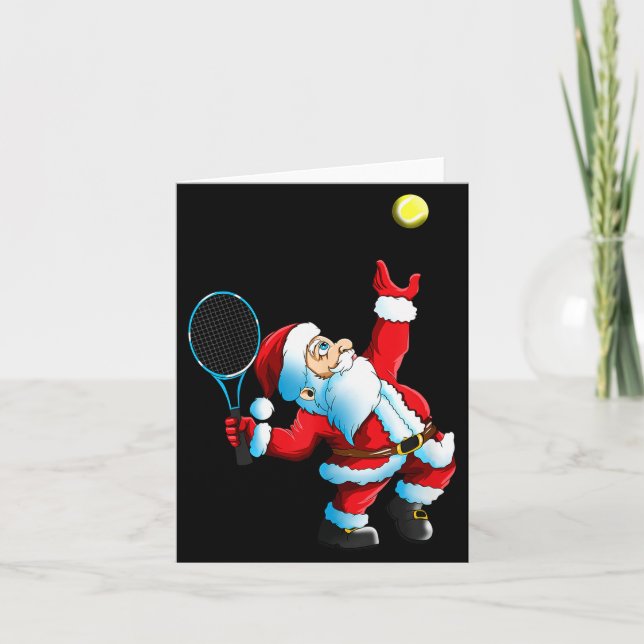 Christmas Santa Claus Tennis Game Tennis Racket  Karte (Vorderseite)