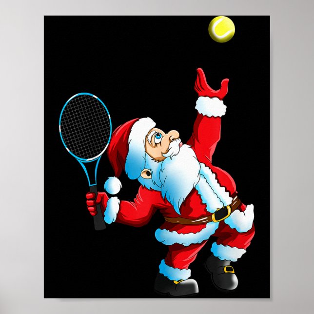 Christmas Santa Claus Tennis Game Tennis Racket  Poster (Vorne)