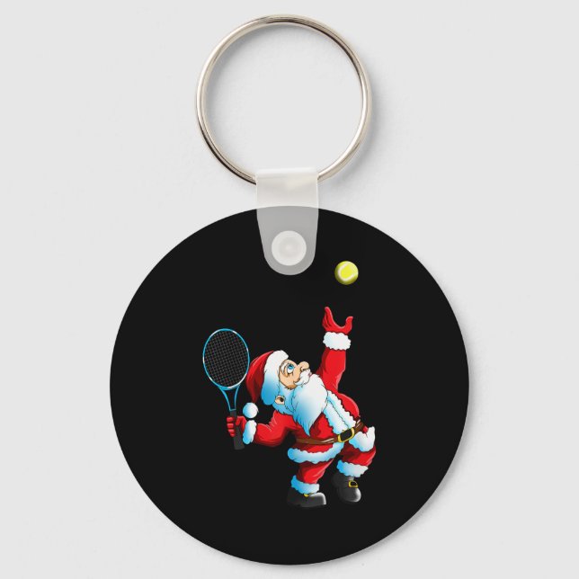 Christmas Santa Claus Tennis Game Tennis Racket  Schlüsselanhänger (Vorderseite)
