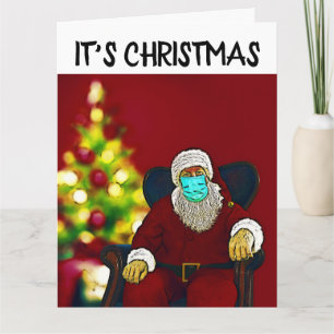 CHRISTMAS SANTA CLAUS TRAING MASK PANDEMIC CARD KARTE