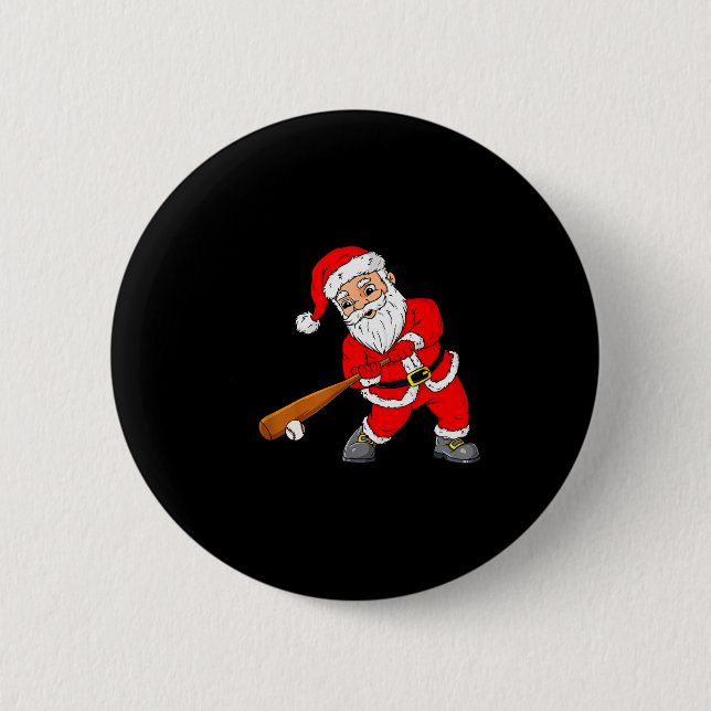 Christmas Santa Claus With Baseball Bat Boys Kids  Button (Vorderseite)