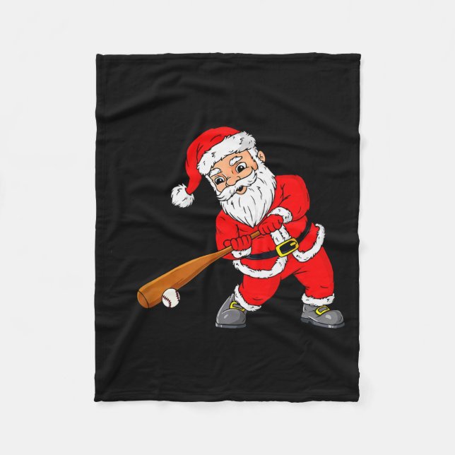 Christmas Santa Claus With Baseball Bat Boys Kids  Fleecedecke (Vorderseite)