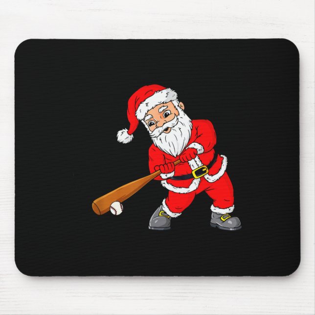 Christmas Santa Claus With Baseball Bat Boys Kids  Mousepad (Vorne)
