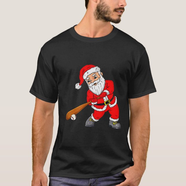 Christmas Santa Claus With Baseball Bat Boys Kids  T-Shirt (Vorderseite)