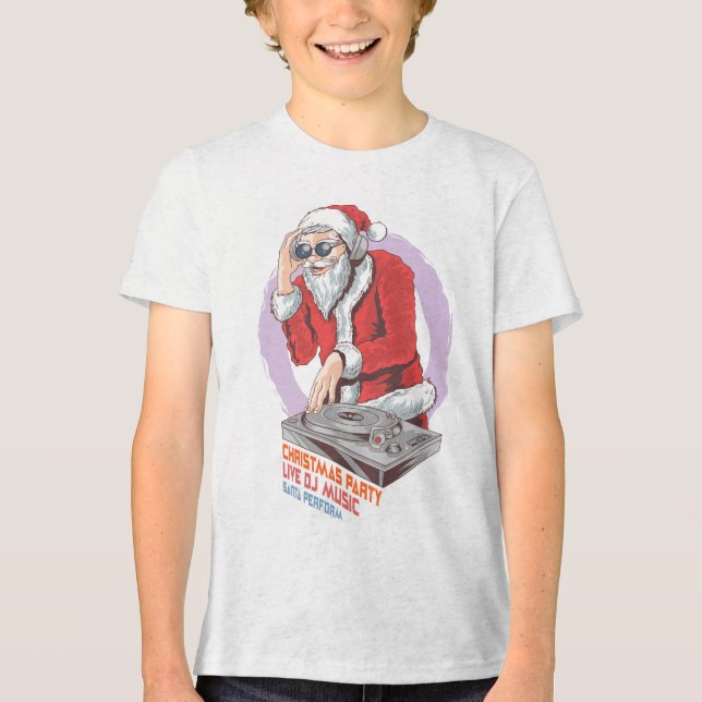 Christmas Santa DJ | Urlaub Tri-Blend Shirt (Vorderseite)