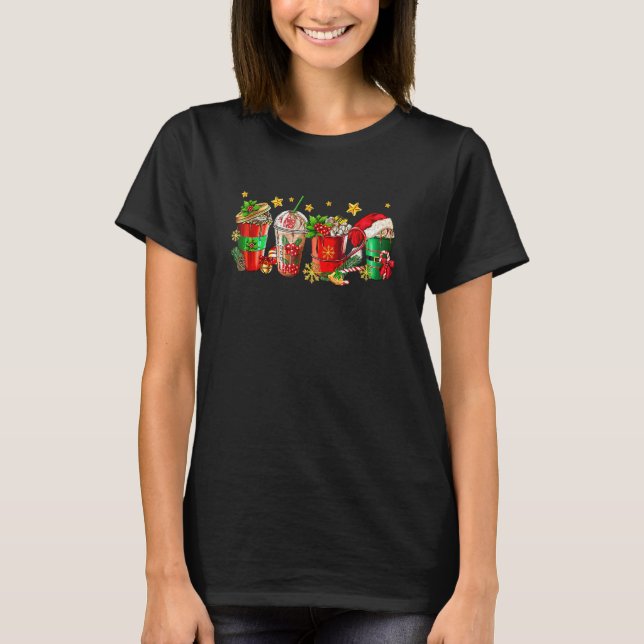 Christmas Santa Elf Coffee Hot Cocoa Sweets Winter T-Shirt (Vorderseite)