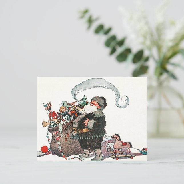 Christmas Santa Feiertagspostkarte (Stehend Vorderseite)