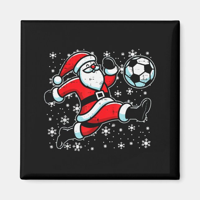 Christmas Santa Football Kick Xmas Soccer Men Boys Magnet (Vorne)