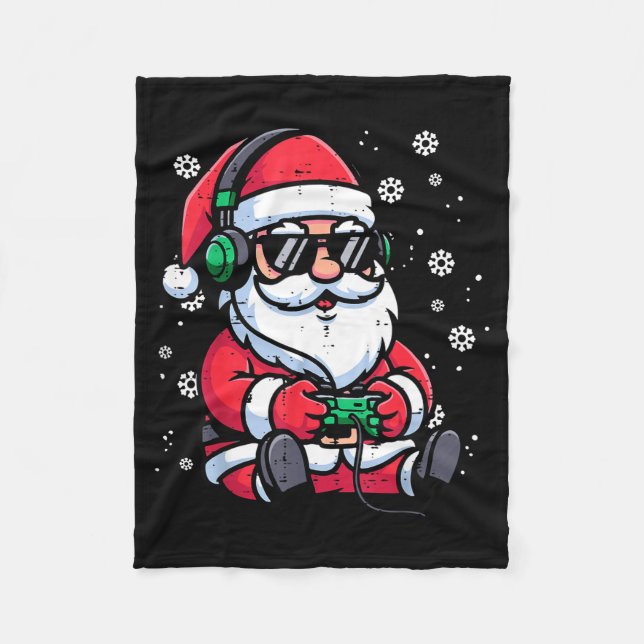 Christmas Santa Gamer Funny Xmas Video Gaming Men  Fleecedecke (Vorderseite)