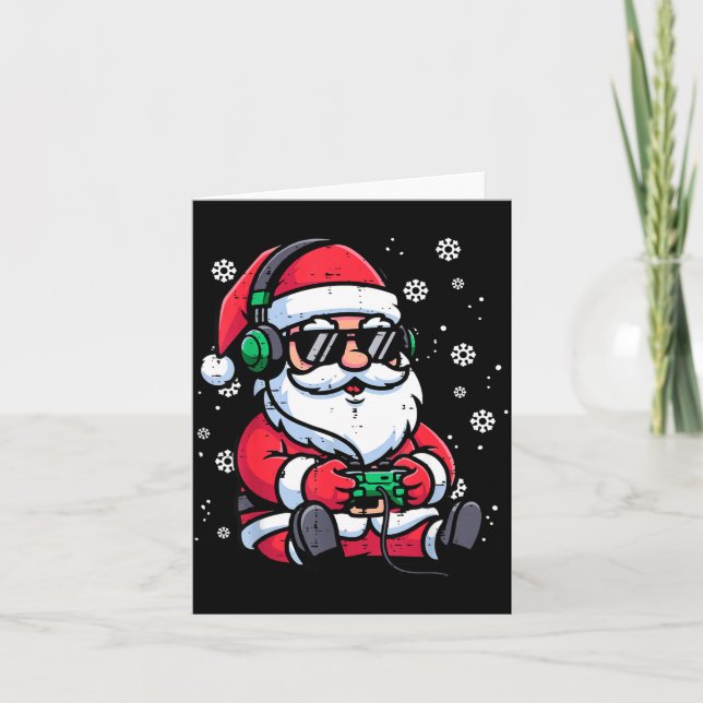 Christmas Santa Gamer Funny Xmas Video Gaming Men  Karte (Vorderseite)
