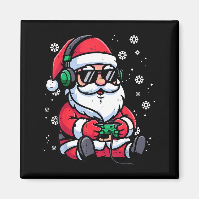 Christmas Santa Gamer Funny Xmas Video Gaming Men  Magnet (Vorne)