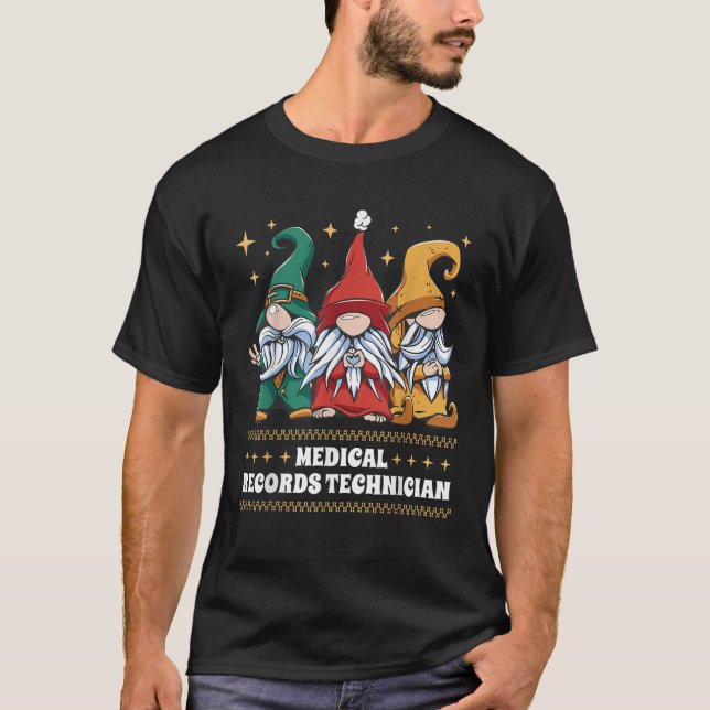 Christmas Santa Gnome Xmas Medical Records Technic T-Shirt (Vorderseite)