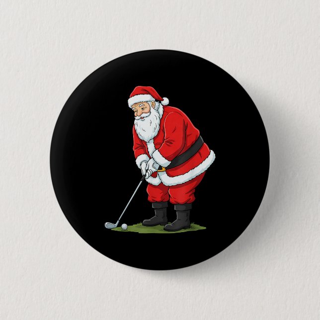 Christmas Santa Golf Golfer Xmas Funny Christmas G Button (Vorderseite)