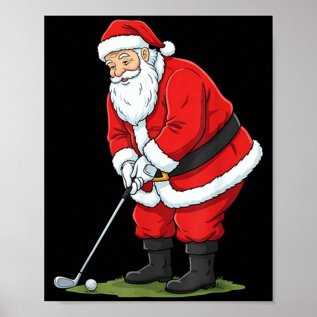 Christmas Santa Golf Golfer Xmas Funny Christmas G Poster (Vorne)