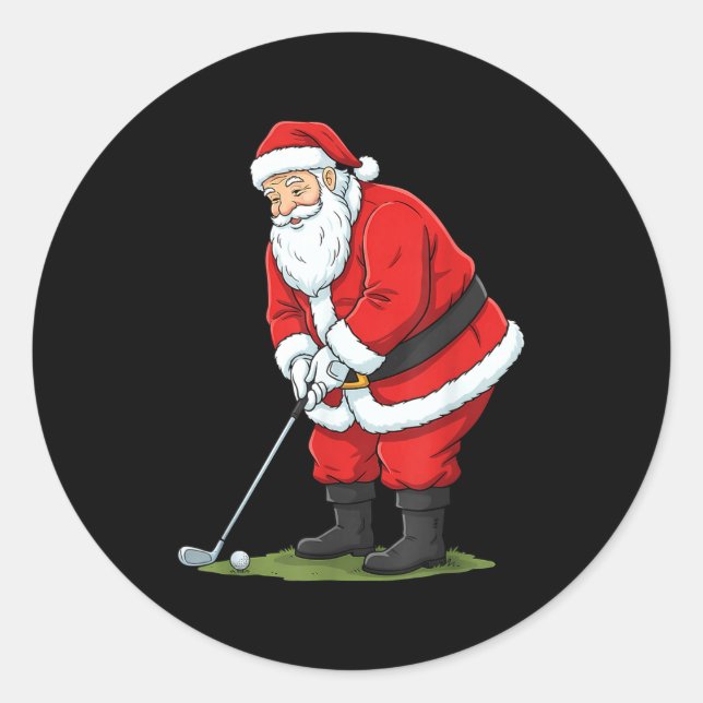 Christmas Santa Golf Golfer Xmas Funny Christmas G Runder Aufkleber (Vorderseite)