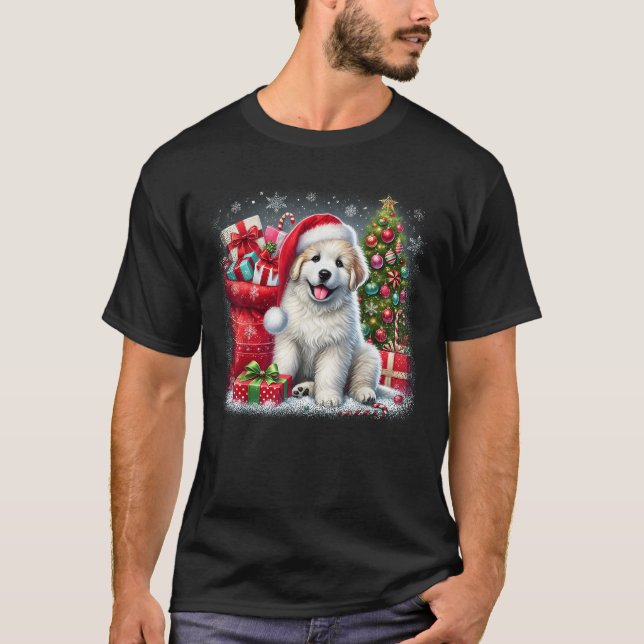 Christmas Santa Great Pyrenees Lovers  T-Shirt (Vorderseite)