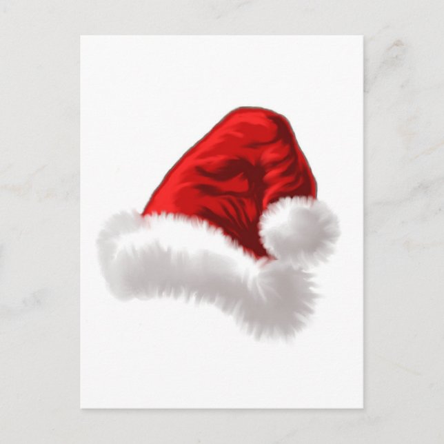 Christmas Santa Hat Art Feiertagspostkarte (Vorderseite)