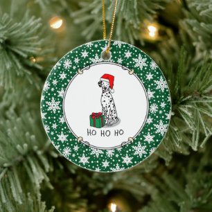 Christmas Santa Hat Dalmatian Dog (black 1) Cute Keramik Ornament