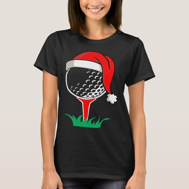 Christmas  santa hat golf ball  golfing gag T-Shirt (Vorderseite)