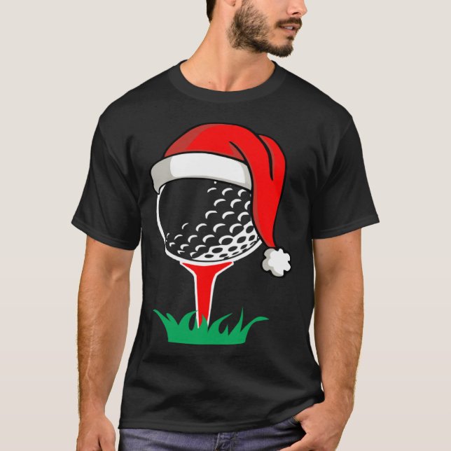 Christmas  santa hat golf ball  golfing gag T-Shirt (Vorderseite)