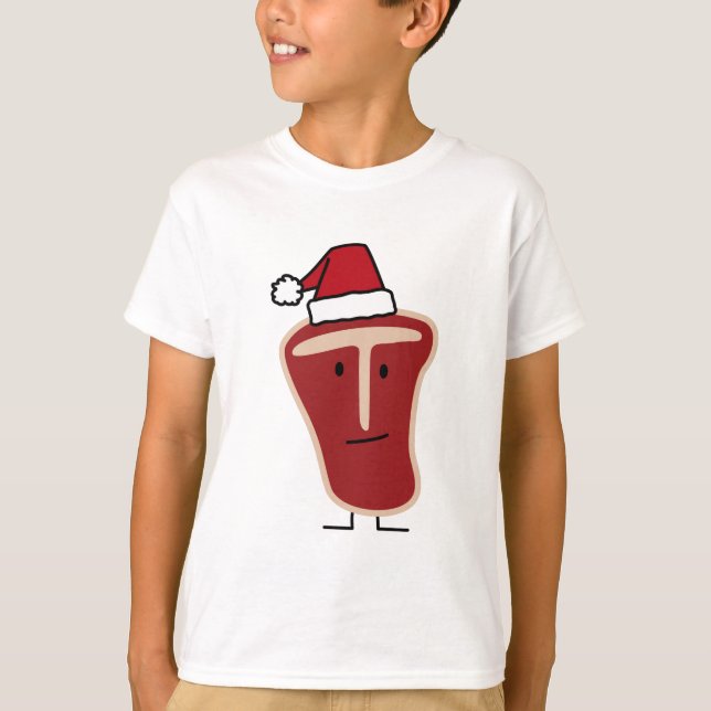 Christmas Santa Hat T-Bone Steak meat protein T-Shirt (Vorderseite)