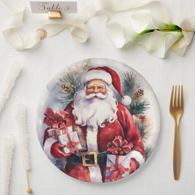 Christmas Santa Holiday  Pappteller (Hochzeit)