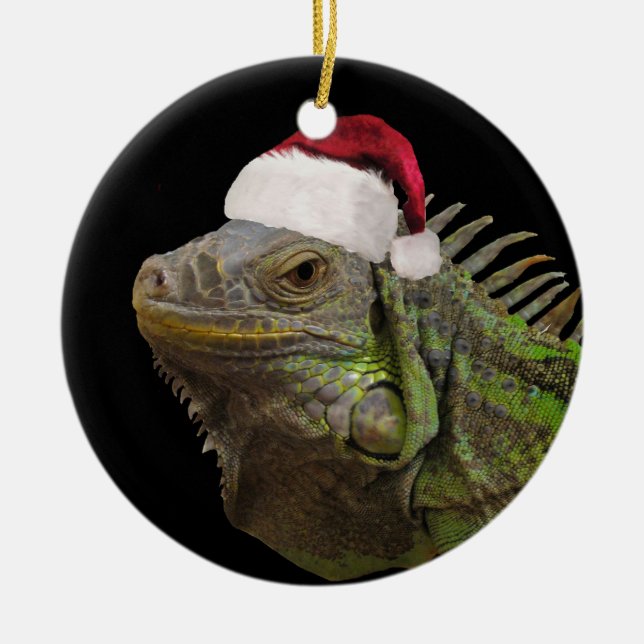 Christmas Santa Iguana Lizard Keramik Ornament (Vorne)