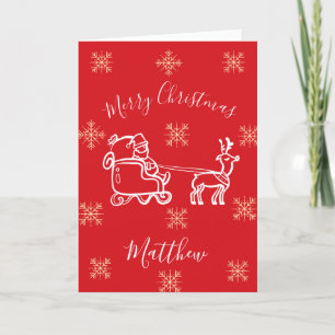 Christmas Santa Merry Sleigh Son Feiertagskarte