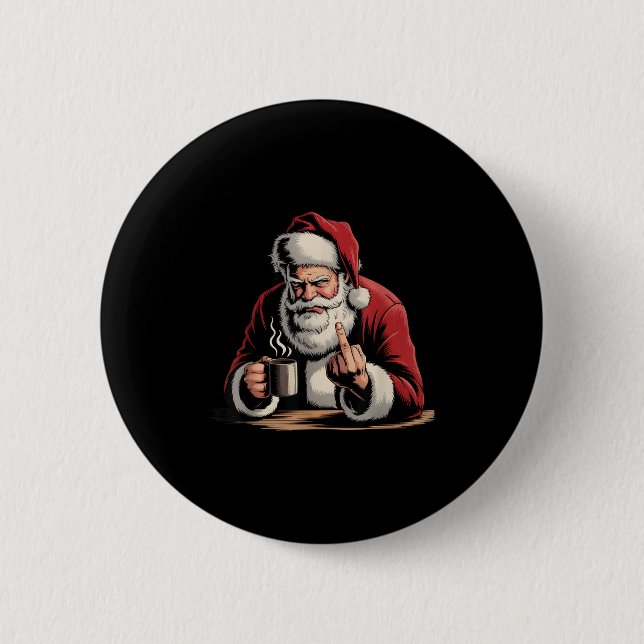 Christmas Santa Middle Finger Sarcastic Xmas Funny Button (Vorderseite)