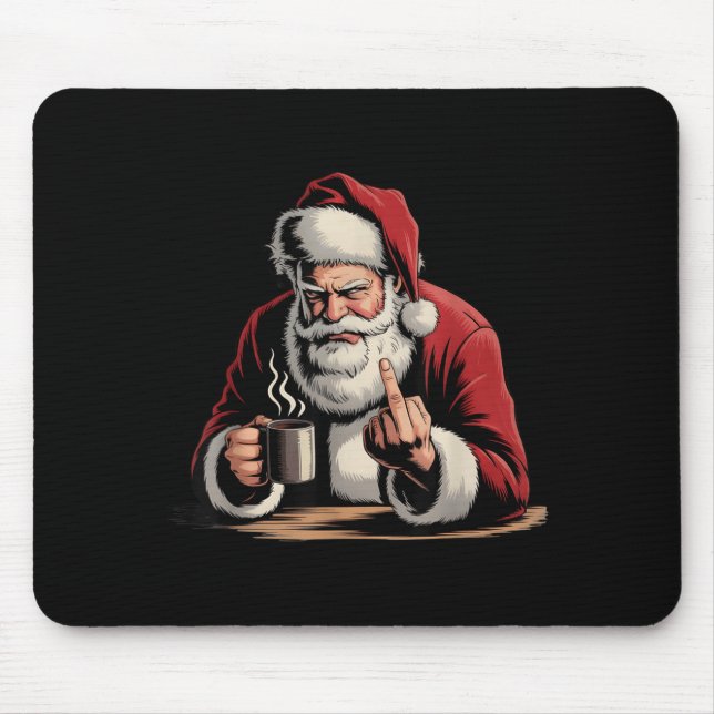 Christmas Santa Middle Finger Sarcastic Xmas Funny Mousepad (Vorne)