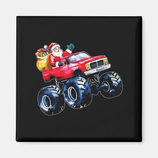 Christmas Santa Monster Truck Xmas Boys Kids Toddl Magnet (Vorne)