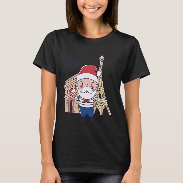 Christmas Santa Paris France T-Shirt (Vorderseite)