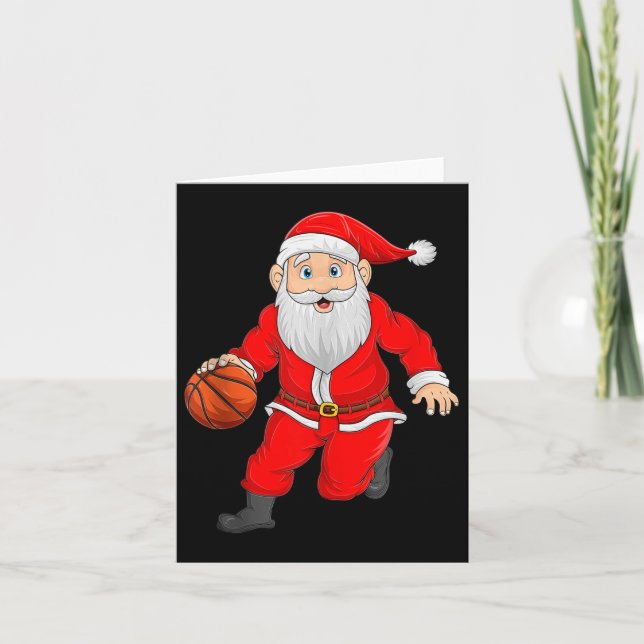 Christmas Santa Playing Basketball Xmas Funny Srts Karte (Vorderseite)