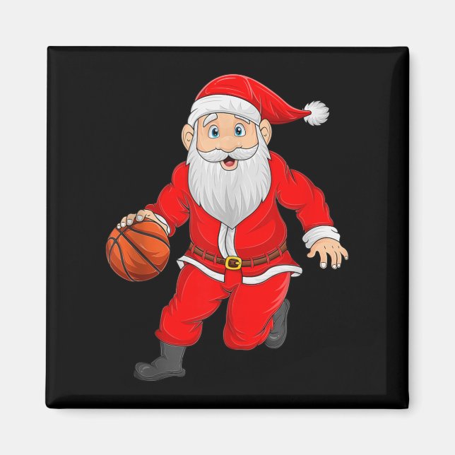 Christmas Santa Playing Basketball Xmas Funny Srts Magnet (Vorne)