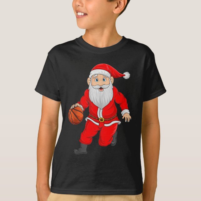 Christmas Santa Playing Basketball Xmas Funny Srts T-Shirt (Vorderseite)