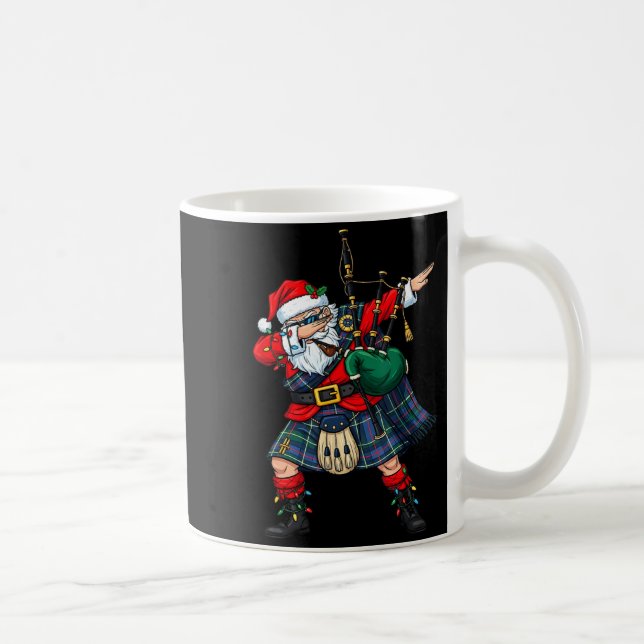 Christmas Santa Playing Scottish Bagpes Funny Holi Kaffeetasse (Rechts)