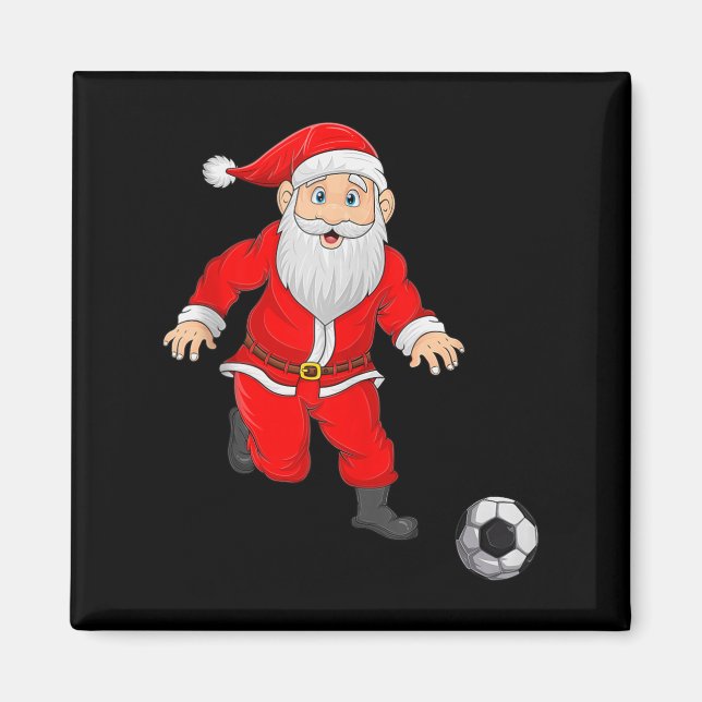 Christmas Santa Playing Soccer Football Xmas Srts  Magnet (Vorne)
