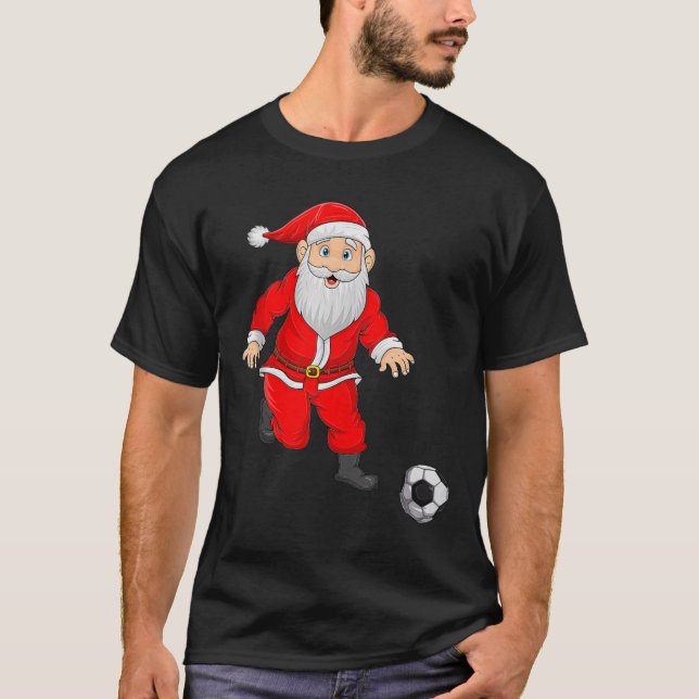 Christmas Santa Playing Soccer Football Xmas Srts  T-Shirt (Vorderseite)
