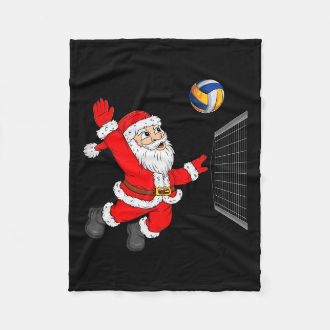 Christmas Santa Playing Volleyball Xmas Funny Srts Fleecedecke (Vorderseite)