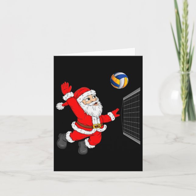 Christmas Santa Playing Volleyball Xmas Funny Srts Karte (Vorderseite)