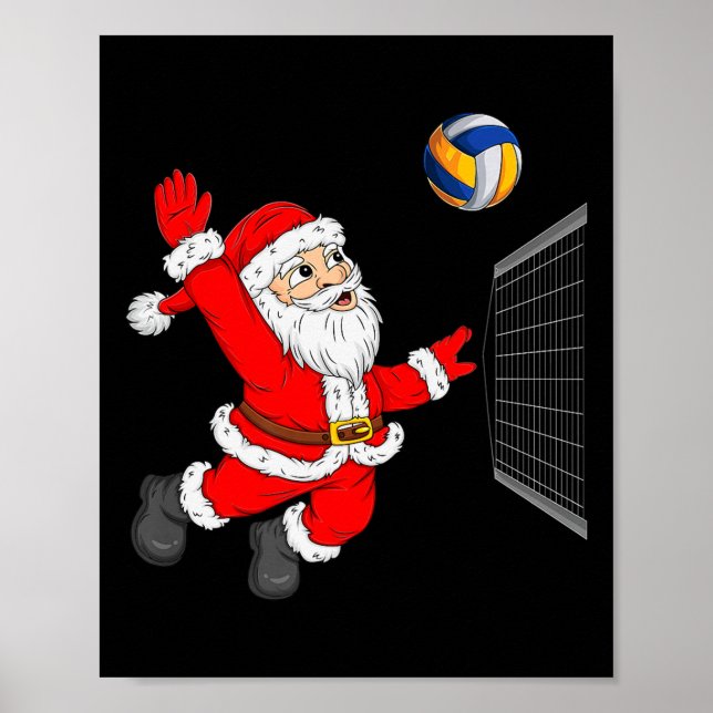 Christmas Santa Playing Volleyball Xmas Funny Srts Poster (Vorne)
