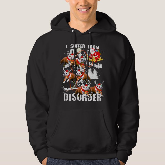 Christmas Santa Riding English Bulldog Xmas Hoodie (Vorderseite)