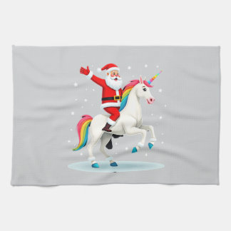 Christmas Santa Riding Unicorn Xmas Girls Women Ra Geschirrtuch