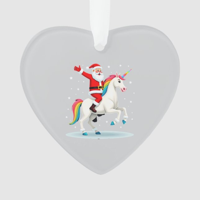 Christmas Santa Riding Unicorn Xmas Girls Women Ra Ornament (Vorderseite)