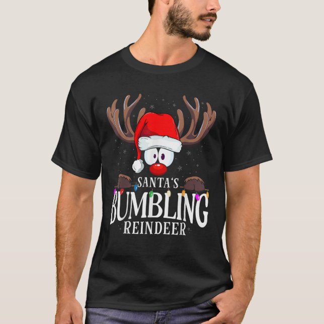 Christmas Santa s Bumbling Reindeer Matching X Mas T-Shirt (Vorderseite)