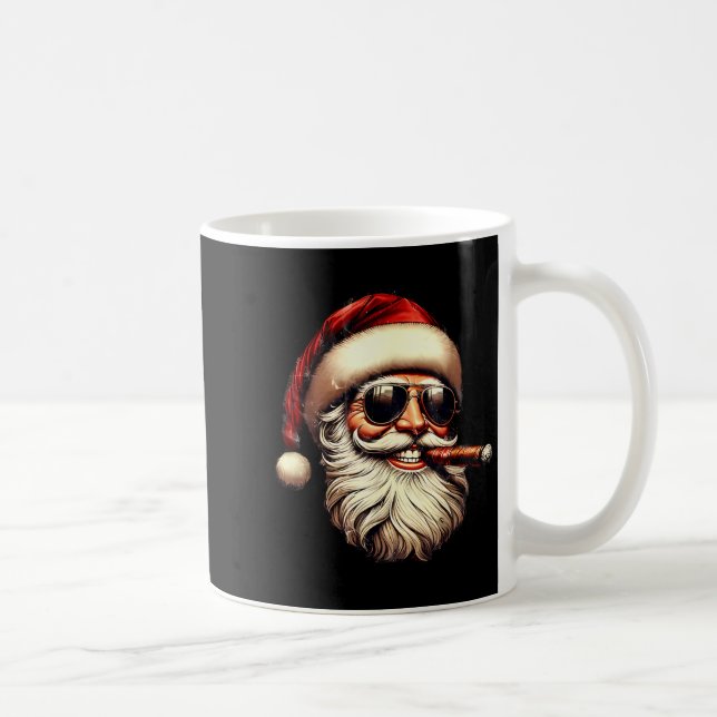 Christmas Santa Smoking Cigar With Sungl Cigar Smo Kaffeetasse (Rechts)